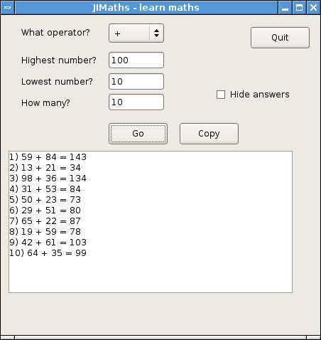 Screen shot of jimaths